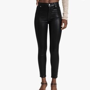 7 For All Mankind Black Faux Leather Skinny Jeans - Size 29